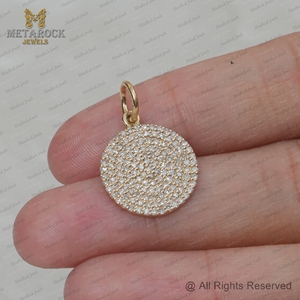 จี้เพชรธรรมชาติแท้14K สีเหลืองทองทำด้วยมือ15มม. จี้เสน่ห์เครื่องประดับขายส่งครบรอบของขวัญวันเกิดจี้ - Product Image 5