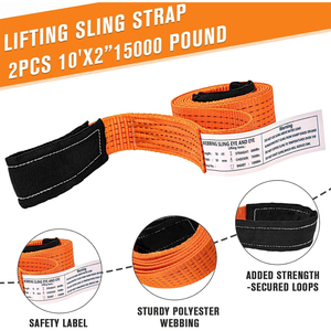 2 sangles de levage en nylon robuste de 2 po x 10 pi, capacité de 15 000 lb, super - Product Image 4