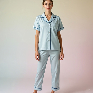 Vestido de noche de talla grande, conjuntos de dos piezas estampados, camisas ligeras transpirables informales y pantalones, traje de dormir de noche estampado - Product Image 2