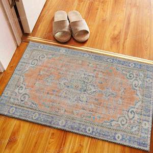 Tapis imprimé antidérapant pour animaux de compagnie, style ferme turque, petit tapis de salle à manger, médaillon orange, violet, tapis gobelin - Product Image 1