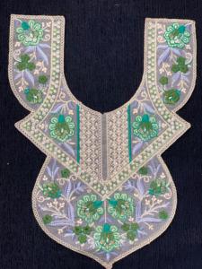ASTHA LACE Embroidered Neck Patch / <b>Applique</b> for Kurti Dress Garment Decoration Woven Net <b>Fabric</b> Floral Multicolor Artistic - Product Image 2