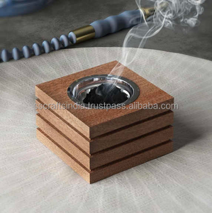 Brûleur Bakhoor en bois d'acacia indien artisanal de qualité supérieure avec plateau pour usage religieux et cadeaux d'entreprise coriandre - Product Image 2