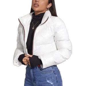 Blouson matelassé court confortable de couleur unie pour femme, vente en gros, mode hiver, manches longues, décontracté, streetwear, coupe oversize - Product Image 2