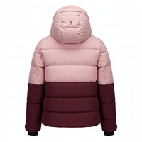 Chaqueta de Esquí Acolchada de Dos Tonos de Lujo para Mujer MITEXCO, Rosa y Marrón, Impermeable, Aislada, con Capucha, para Invierno, Snowboard, Abrigo para Exteriores