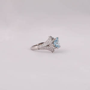 Custom <b>Split</b> Shank Blue Radiant Cut Lab Grown Diamond Engagement <b>Rings</b> in 18KT Solid White Gold Trendy Stylish <b>Ring</b> - Product Image 6