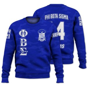 Phi Beta Sigma 1914 Fraternité Acrylique Pull En Tricot Bleu Blanc Chenille Lettres Grecques Sigma Beta Pull Vêtements - Product Image 1