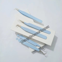 Pinzas para Extensión de Pestañas de Alta Calidad, Diferentes Estilos, Recubrimiento en Polvo Azul Claro con Diseño de Copo de Nieve, Logotipo Personalizado, Instrumento de Belleza
