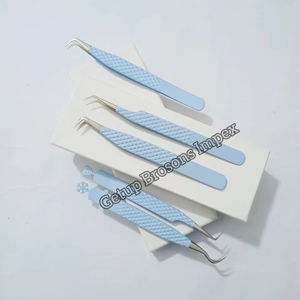 Pinzas para Extensión de Pestañas de Alta Calidad, Diferentes Estilos, Recubrimiento en Polvo Azul Claro con Diseño de Copo de Nieve, Logotipo Personalizado, Instrumento de Belleza - Product Image 5