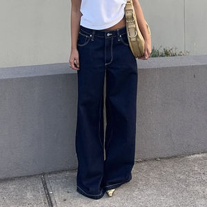 Pantalon en jean noir ample, pantalon en denim vintage délavé à l'acide avec poches décontractées, jean en vente promotionnelle avec logo personnalisé - Product Image 3