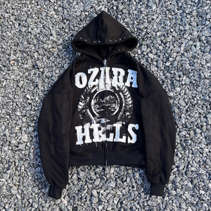 Sudadera con Capucha para Hombre, Logotipo Personalizado, 500 Gsm, Gruesa, Corta, con Cremallera, Estilo Vintage, Lavado Ácido, con Parches Bordados - Product Image 3