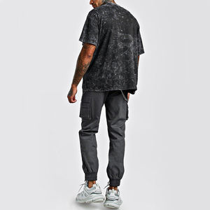 เสื้อยืดผู้ชายทรงลำลองแขนปกติผ้าฝ้าย100% วินเทจซักด้วยกรดสำหรับ300Gsm ขนาดพลัสไซส์ออกแบบโลโก้ได้ตามต้องการ - Product Image 4