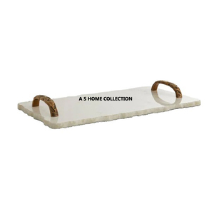 Mayorista Fabricante Blanco Oro Diseñador Maneja Bandeja Mayor Calidad Tamaño Personalizado Y Forma Bandeja De Servicio Decorativo - Product Image 1