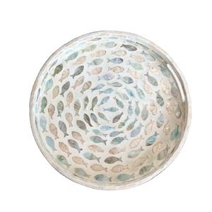 Plateau de service rond en nacre, de haute qualité, fait à la main, passe au lave-vaisselle, pour la décoration du Ramadan, de l'Aïd, pour les aliments, les collations, le chocolat - Product Image 3