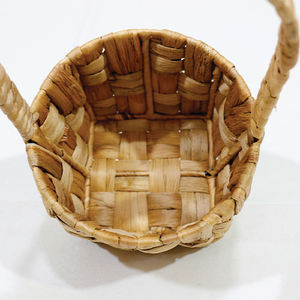 Artex Dong ตะกร้าปิคนิคสานทรงกลมขนาดเล็กเป็นมิตรต่อสิ่งแวดล้อมพร้อมที่จับสำหรับผักตบชวาธรรมชาติ - Product Image 6