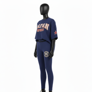 เสื้อยืดคอตตอนพรีเมียม 300GSM ชุดเลกกิ้ง 260GSM แผ่น PVC สะท้อนแสงสีรุ้ง ชุดออกกำลังกายพร้อมโลโก้สั่งทำ - Product Image 4