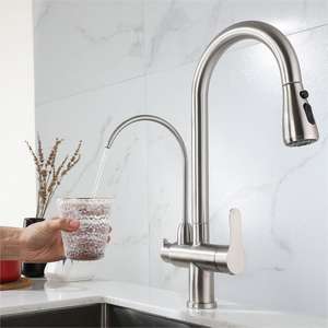 Purificador de filtro de agua de rotación 360 de cocina Flexible, <span class=keywords><strong>dos</strong></span> <span class=keywords><strong>salidas</strong></span> de agua, grifos de salida, rociador telescópico extraíble para Cocina - Product Image 5