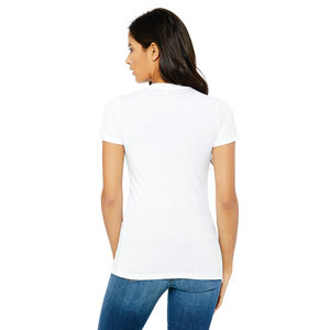 T-Shirt Slim pour femmes blanc uni, 100% Airlume, en coton peigné avec anneau, simple, 4.2 oz, longueur du corps plus longue - Product Image 3