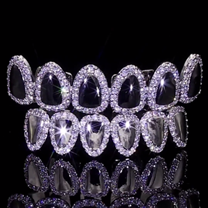 Dientes de plata personalizados Hip Hop Grillz Iced Out Moissanite Diamond Grillz Dientes Joyería de plata Mejor precio - Product Image 3