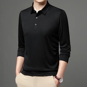 T-shirt polo décontracté à manches longues pour hommes 100% respirant anti-rétrécissement couleur unie printemps automne avec service OEM disponible - Product Image 1