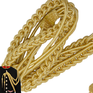 Gold Bullion wire Aiguillette <b>Cord</b> Handmade Shoulder Braid Shoulder Aiguillette shine Gold Wire - Product Image 3