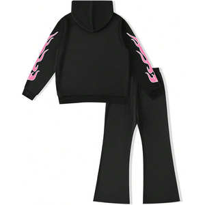 Ensemble survêtement vintage personnalisé pour homme, 2 pièces, sweat-shirts à manches longues Y2K avec motif graphique et pantalon de survêtement évasé - Product Image 6