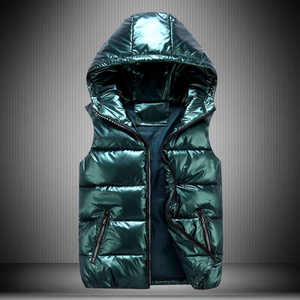 Chaleco Acolchado Brillante Sin Mangas OEM 2026 para Invierno, Chaqueta con Logotipo Personalizado, Chalecos Impermeables Brillantes para Hombre con Capucha - Product Image 4