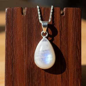 Colgante de estilo bohemio de Plata de Ley 925, piedra lunar azul Natural, piedras de cristal curativas, regalo de 18K para colgantes de moda - Product Image 3