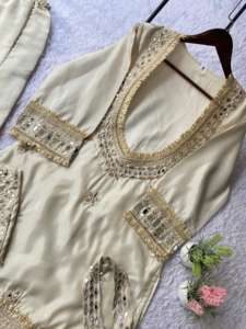 Cosmos Real Mirror Top with Embroidery and Heavy Work Top Kurta / <b>Kurti</b> <b>for</b> <b>Women</b>-in Stock Made in India - Product Image 3