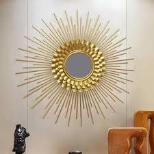 กระจกโลหะทรงกลมติดผนังสำหรับห้องโถงและห้องนั่งเล่นกระจกสะท้อนแสงขนาดใหญ่ติดผนังผนังตกแต่งบ้านสไตล์เก๋ไก๋ - Product Image 2