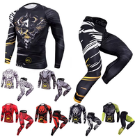 Conjunto de Rashguard para MMA para Hombre, Venta al por Mayor, Camiseta de Manga Larga y Leggings Sublimados, Uniforme con Tela Transpirable UPF50