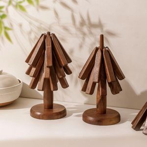 Handcrafted Eco-Friendly Wooden <b>Tree</b> Coasters | Modern Design Brown Color Durable | Wholesale Bulk - Product Image 1