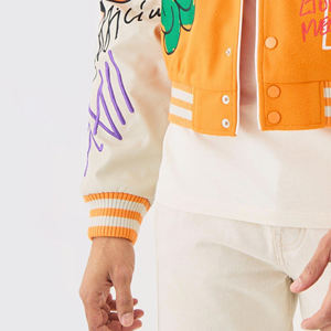 Veste universitaire de haute qualité fabriquée par un fabricant OEM, broderie en chenille, manches en cuir, veste universitaire personnalisée avec lettres, veste de baseball - Product Image 5