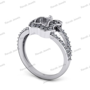 2025สูงสำหรับผู้หญิง925เงินกึ่งเมาต์แหวนเปล่าตั้งค่าโลโก้แอปเปิ้ลเพทายออกแบบของขวัญแต่งงานเป็นมิตรกับสิ่งแวดล้อม - Product Image 5