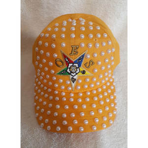 Casquette de baseball personnalisée OES jaune orange avec clous de perles et motif étoile brodé - Product Image 6