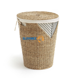 Panier tissé en jonc de mer de haute qualité panier de sac à linge personnaliser la couleur pour l'organisation de la maison - Product Image 4