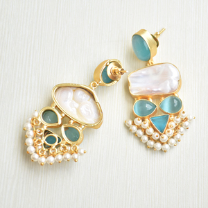 Pendientes Colgantes de Latón de Moda, Exportación de Perlas, Cristal Curativo Genuino, Textura de Latón Mate, Hipoalergénicos, Seguros de Usar, Listos para Enviar - Product Image 6