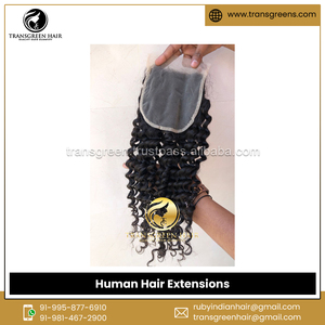 Proveedor y exportador de extensiones de cabello humano de onda profunda de cierre rizado 5x5 indio Virgen sin procesar 100% - Product Image 3