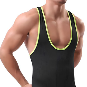 Wholesale Custom Lightweight Knitted Fitness Wear Wrestling <b>Singlets</b> <b>Men</b> Quick Dry Breathable Fabric Casual Plus Size Design - Product Image 5