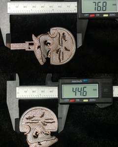 Colgante de Plata de Ley 925 Estilo Hip Hop con Incrustaciones de Diamantes de Imitación VVS, Corte Redondo, Oro Blanco, Certificado GIA, Joyería para Hombre - Product Image 4