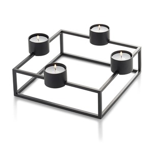Wrought Metal Geometrical Square <b>Candle</b> Stand Creative Design Pillar <b>Candle</b> <b>Holder</b> Long Living <b>Black</b> <b>Candle</b> Stick Stand - Product Image 4
