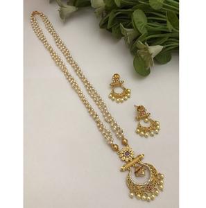 Classic Design Premium Quality Gold Plated Chain Polki Look Necklace <b>Set</b> With Earrings for Wedding Wear Collection For <b>Women</b> - Product Image 1