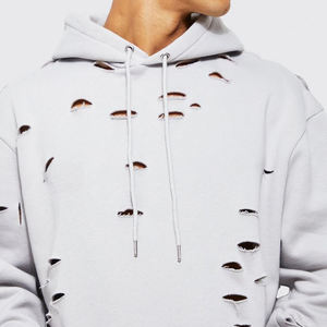 Ensemble de survêtement décontracté personnalisé en coton respirant brodé pour l'hiver, avec sweat à capuche et pantalon de survêtement effet vieilli, fabriqué par le fabricant - Product Image 5