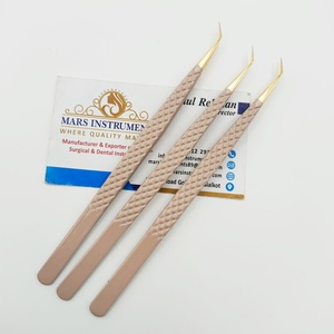 Pinzas de la mejor calidad para extensiones de pestañas Color blanco con punta dorada Aislamiento individual Pinzas de ángulo de 45 grados - Product Image 5