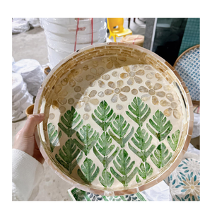 Plateau de service en nacre au design floral exquis, artisanat écologique, décoration d'intérieur haut de gamme, tailles personnalisées 15cm-100cm - Product Image 5