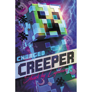 Modern Style Minecraft <b>Poster</b> Charged Creeper Design Made of Durable Paper for Wall Decor - Product Image 1
