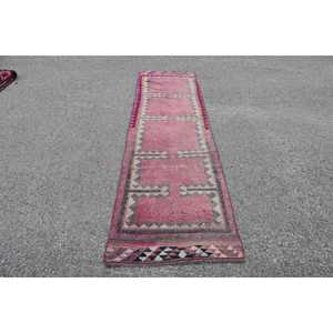 Vintage Turkish Herki <b>Runner</b> Rug 2.7x10.6 ft, <b>Red</b> Persian Rug Wool - Product Image 1