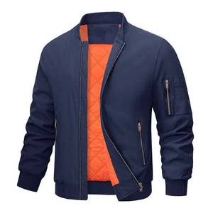 Vente en Gros Couleur Unie Printemps Automne Hommes Bomber Veste Coupe-Vent Bomber Hommes Vestes Vêtements High Street Style Polyester - Product Image 3