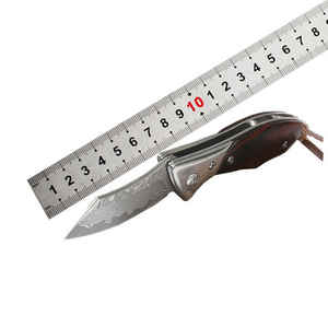 Cuchillo plegable de Damasco de acero de 227 capas de alta calidad para acampar al aire libre, pesca, caza, gran regalo para coleccionistas, compatible con OEM - Product Image 4
