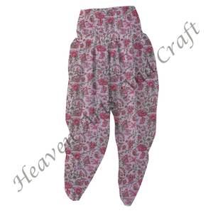 Boho Chic Coton Bio Pyjama Patiala Pantalon Avec Main Bloc Imprimer Taille Élastique Harem Style Casual Design - Product Image 4