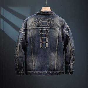Chaqueta Bomber Vaquera Vintage Lavada Extra Grande Personalizada para Hombre, Chaqueta Vaquera Estampada Premium de Estilo Urbano, Venta al por Mayor OEM - Product Image 2